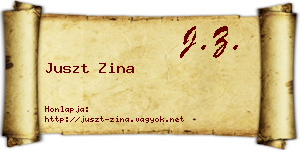 Juszt Zina névjegykártya